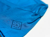 Crescent V-Neck Women's T-Shirt Turquoise Blue Sleeve Logo View