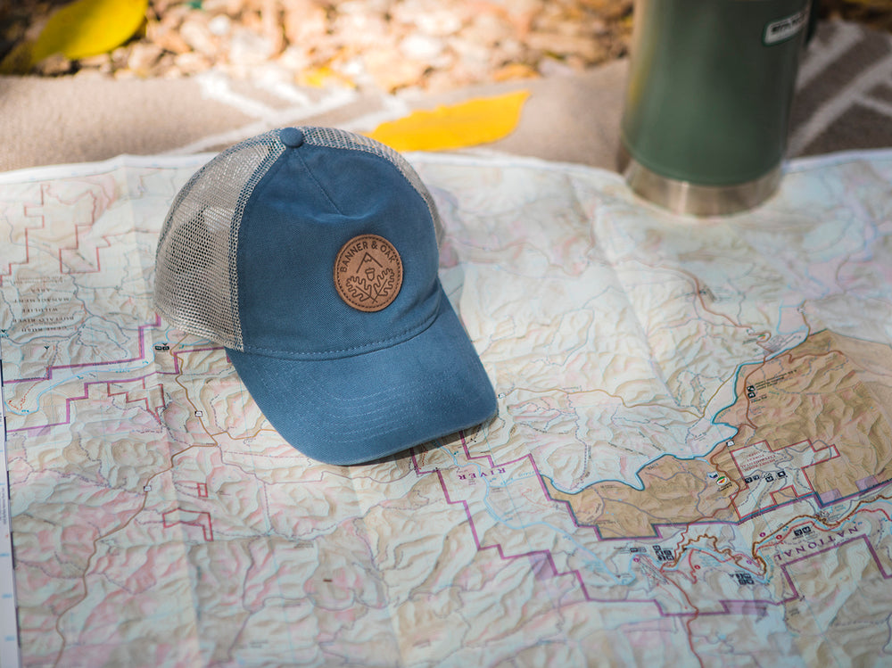 Pathfinder Scout Patch Snapback Trucker Ladies Fit Hat Blue Lifestyle Image