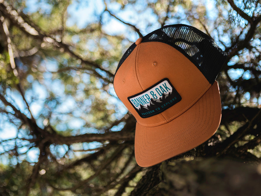 Bighorn Scout Patch Snapback Trucker Hat Orange Lifestyle Image