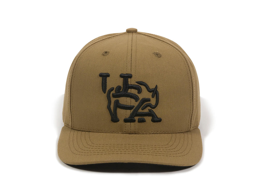 Bull USA Embroidered Snapback Cap Tan Front View
