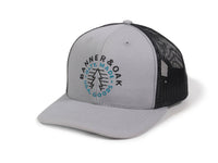 Evergreen Embroidered Snapback Trucker Hat Gray Front Right View