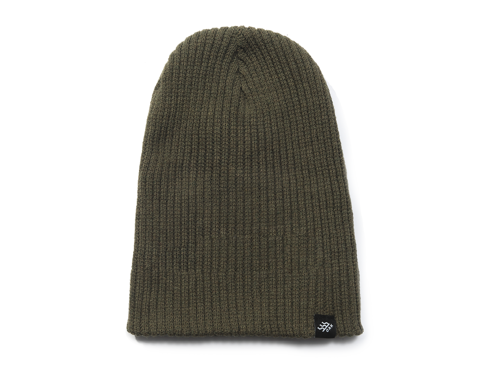 Range Knit Beanie Cap Olive Green No Cuff Front View