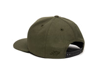 Pike Leather Patch Snapback Cap Olive Green Logo Side Hit