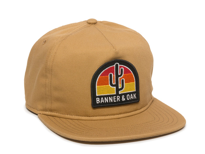 Switchback Embroidered Scout Patch Snapback Cap Khaki Front Left View