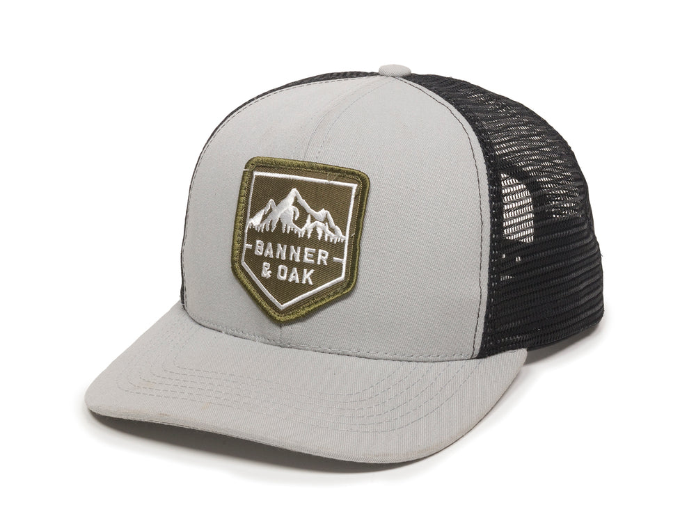 Sierra Scout Patch Snapback Trucker Hat Gray Front Right View