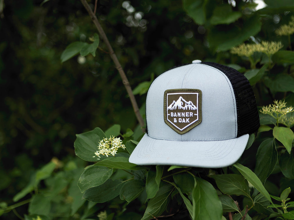Sierra Scout Patch Snapback Trucker Hat Gray Lifestyle Image