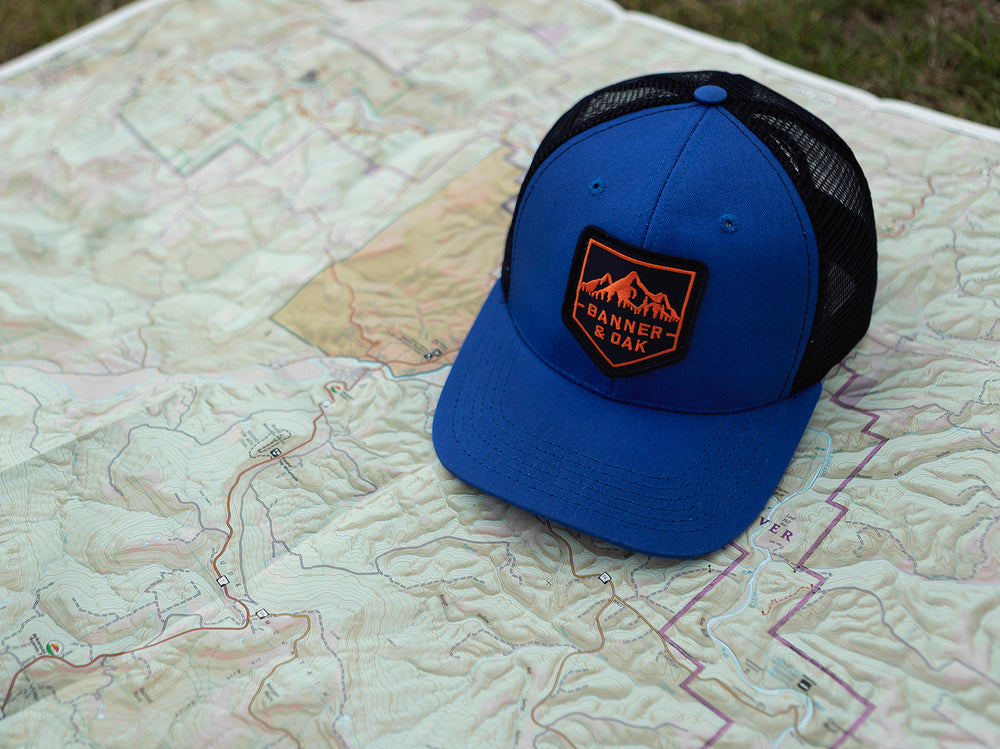 Sierra Scout Patch Snapback Trucker Hat Royal Blue Lifestyle Image